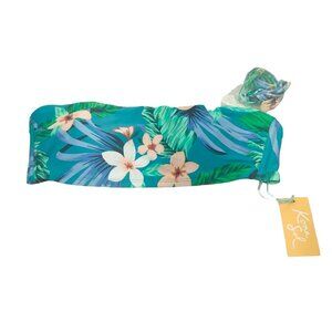 Kona Sol Women's Size Small 4-6 Bandeau Bikini Swim Top With Straps Blue New